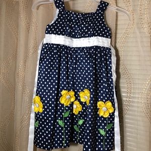 Girls Navy Polka Dot Dress